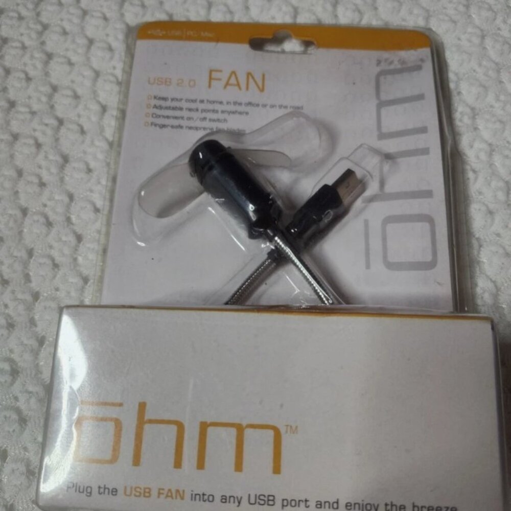 Ohm USB 2.0 Computer Fan Adjustable Neck Point ON/OFF Switch Finger Safe (KS)